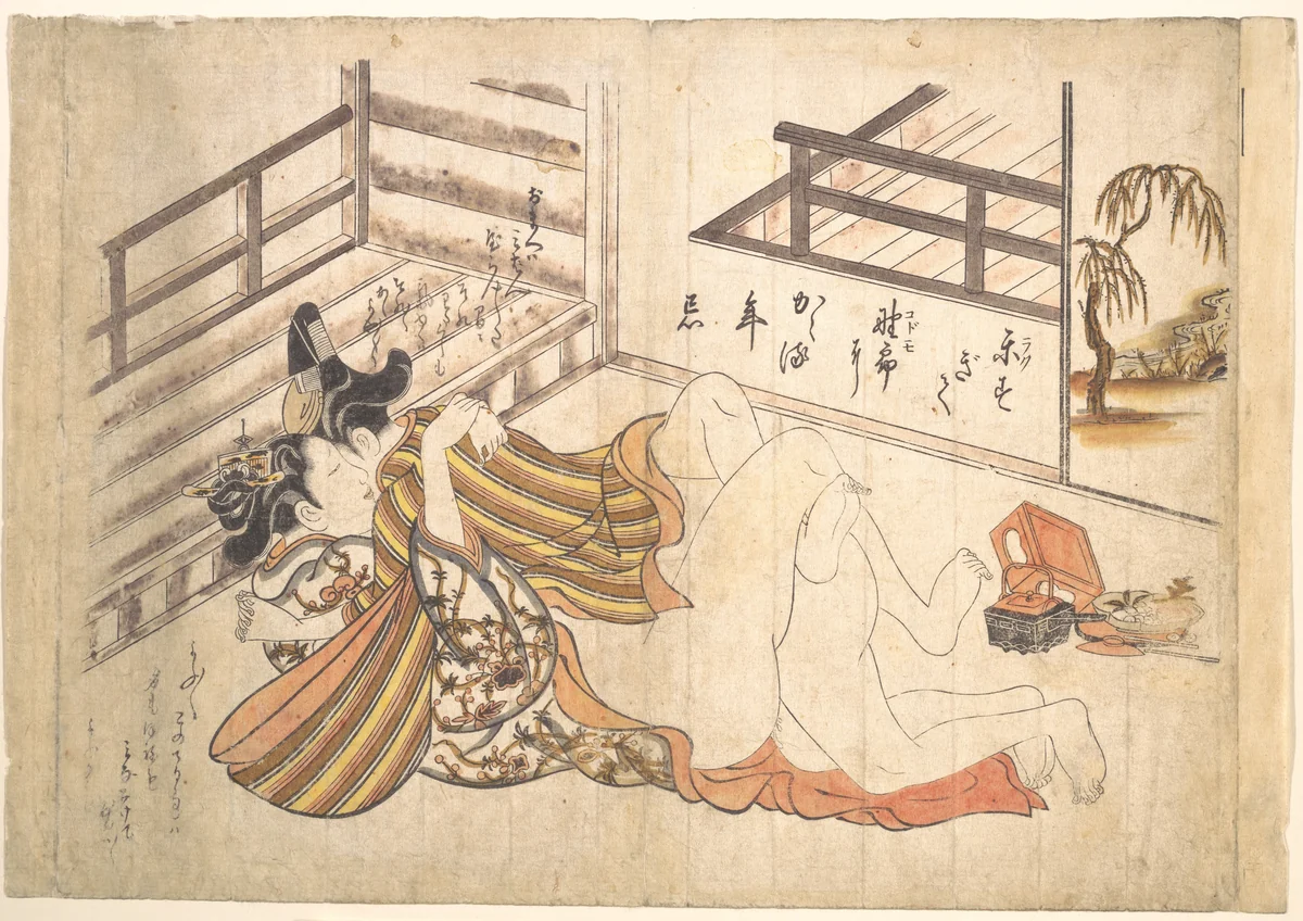 Bedroom Scene by Okumura Masanobu (奥村政信), print, 1729-1749