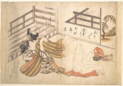 Bedroom Scene by Okumura Masanobu (奥村政信), print, 1729-1749