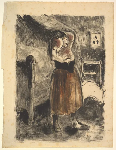 Woman Arranging Her Hair by Camille Pissarro, print, 1894