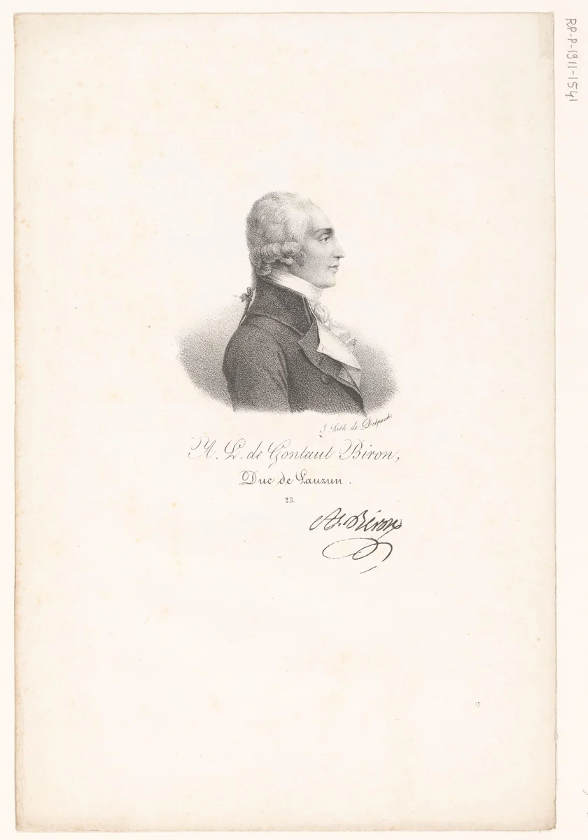 Portret van Armand-Louis de Gontaut Biron by anonymous, print, 1818-1842