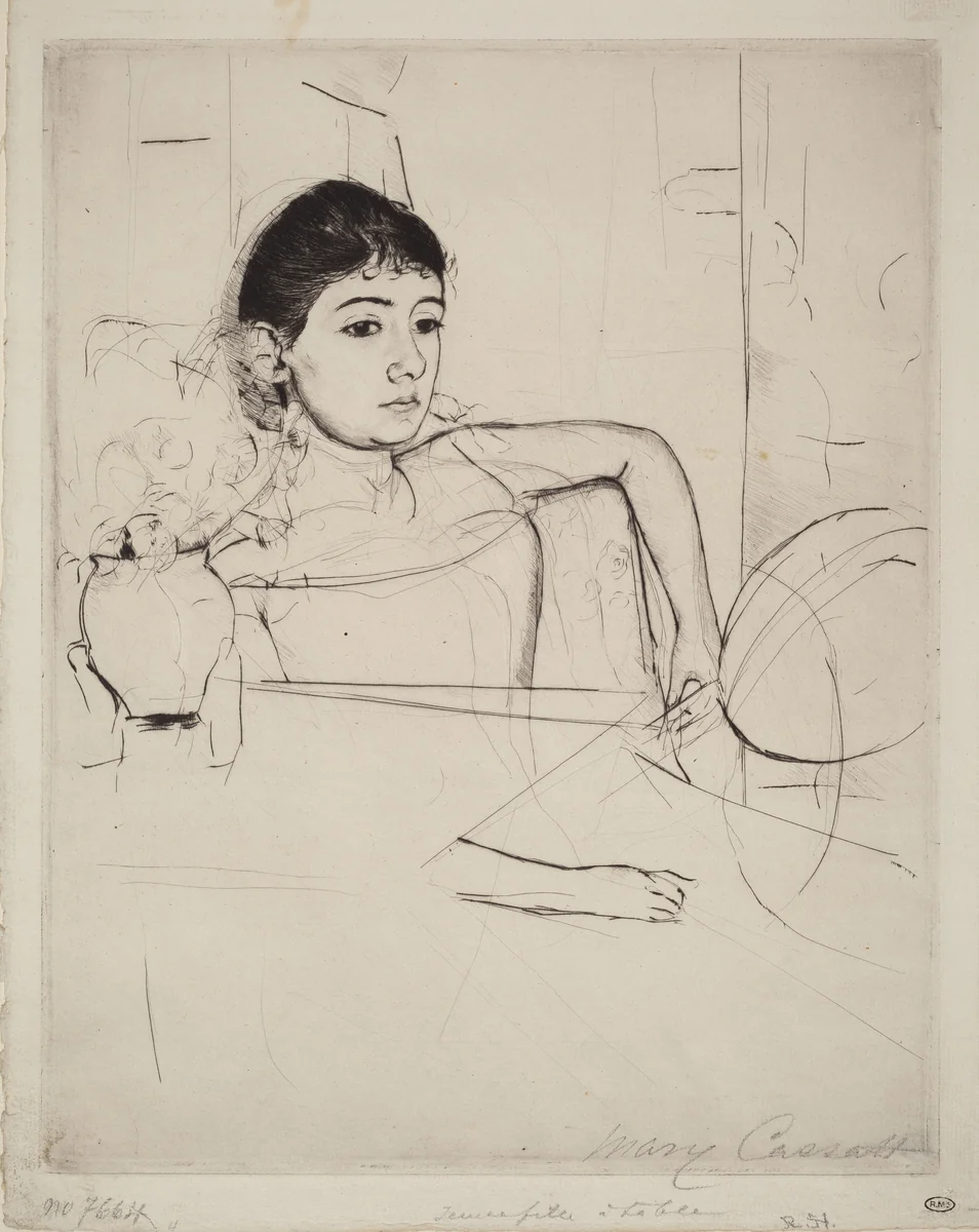 Mimi as a Brunette by Mary Cassatt, print, 1889