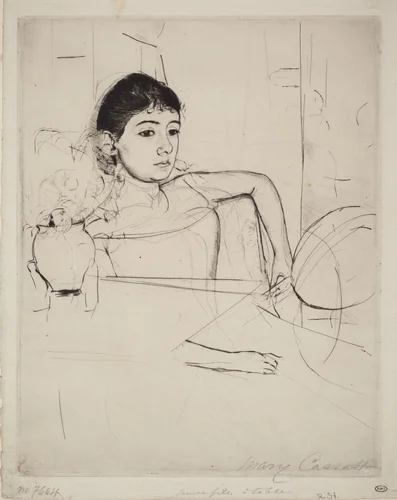Mimi as a Brunette by Mary Cassatt, print, 1889