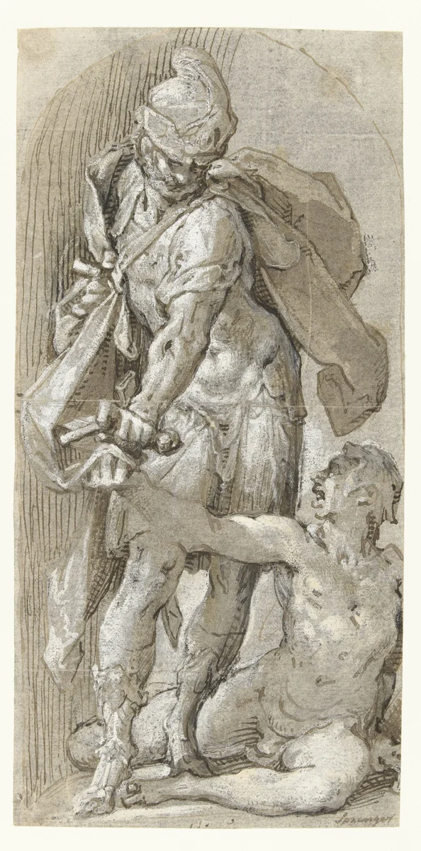 Saint Martin and the Beggar by Bartholomeus Spranger, drawing, 1599-1609