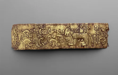 Armband Depicting Horse and Rider with Animals by Inca, metalwork, 1532-1600