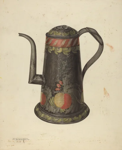 Toleware Coffee Pot by Nicholas Acampora, index of american design, 1938