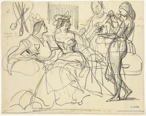 Study by Achille Devéria, drawing, 1839-1842