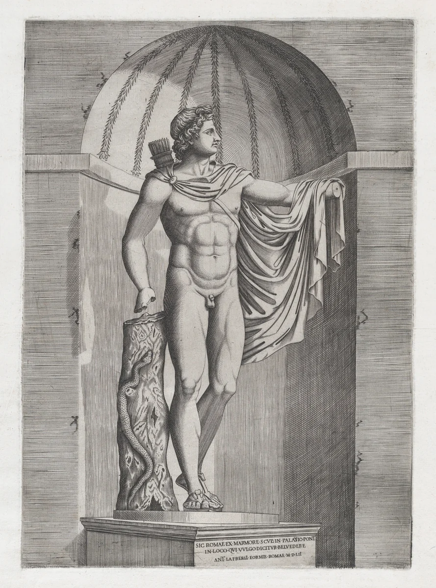 Apollo Belvedere, from "Speculum Romanae Magnificentiae" by Marcantonio Raimondi, print, 1552