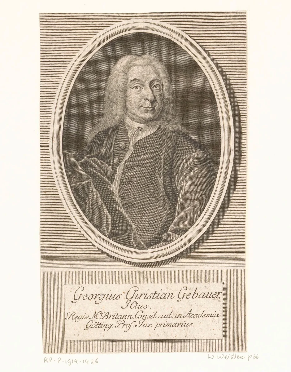 Portret van Georg Christian Gebauer by Johann Martin Bernigeroth, print, 1745