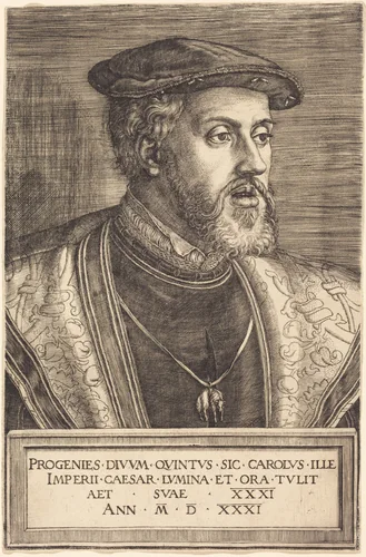 Emperor Charles V by Barthel Beham, print, 1531