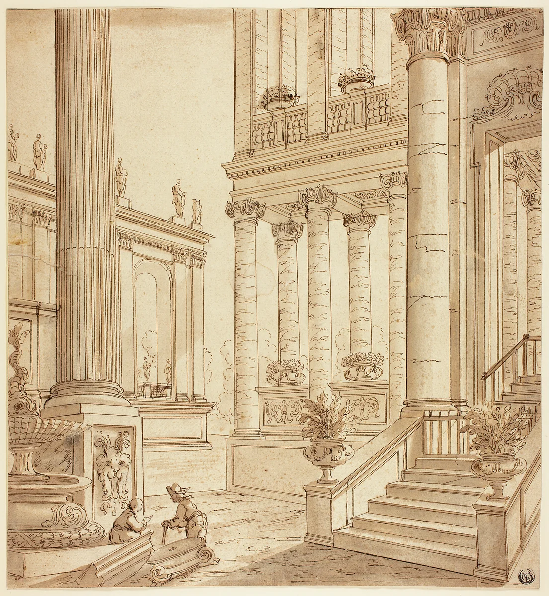 Colonnade Portico by Unknown Artist, drawing, 1700-1799