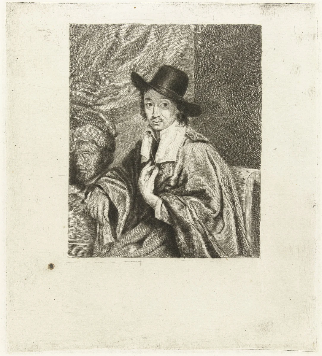 Portret van de schilder Adriaen van Ostade by Louis Bernard Coclers, print, 1756-1817