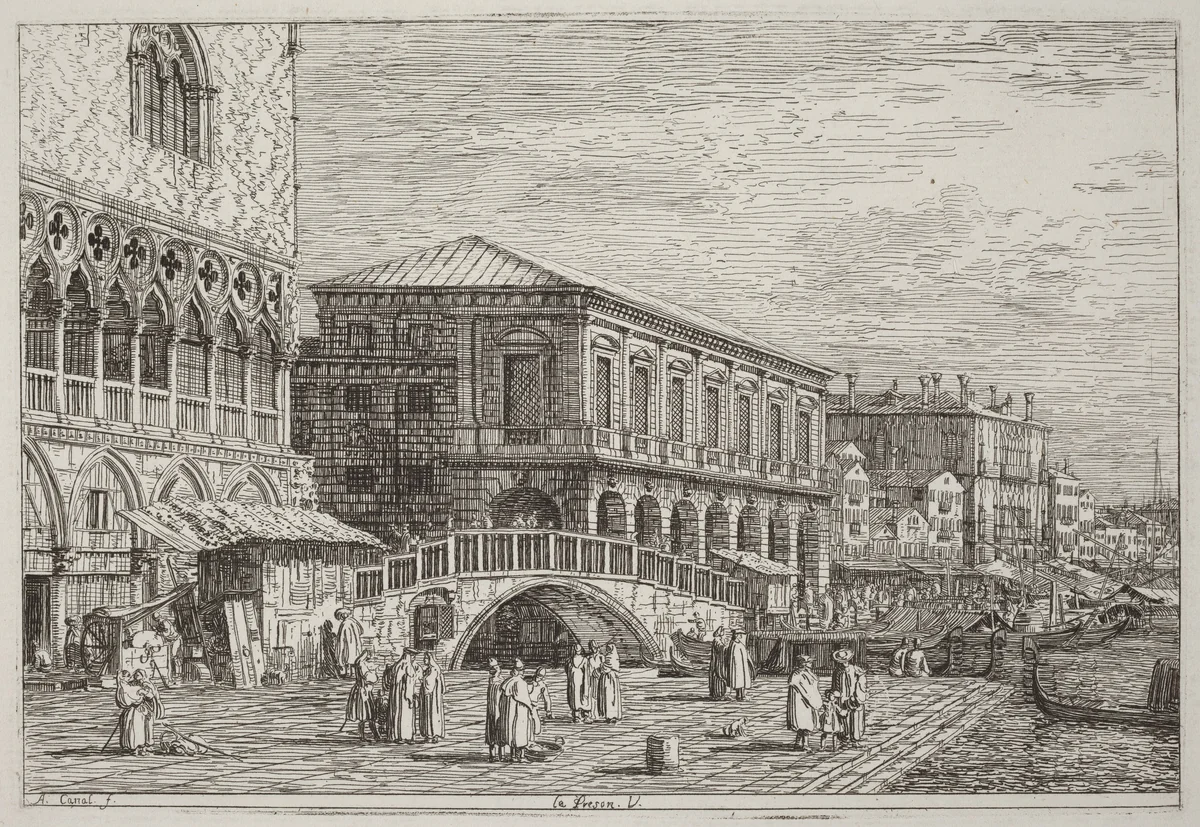 Le Preson. V. [lower left] by Canaletto, print, 1735-1746
