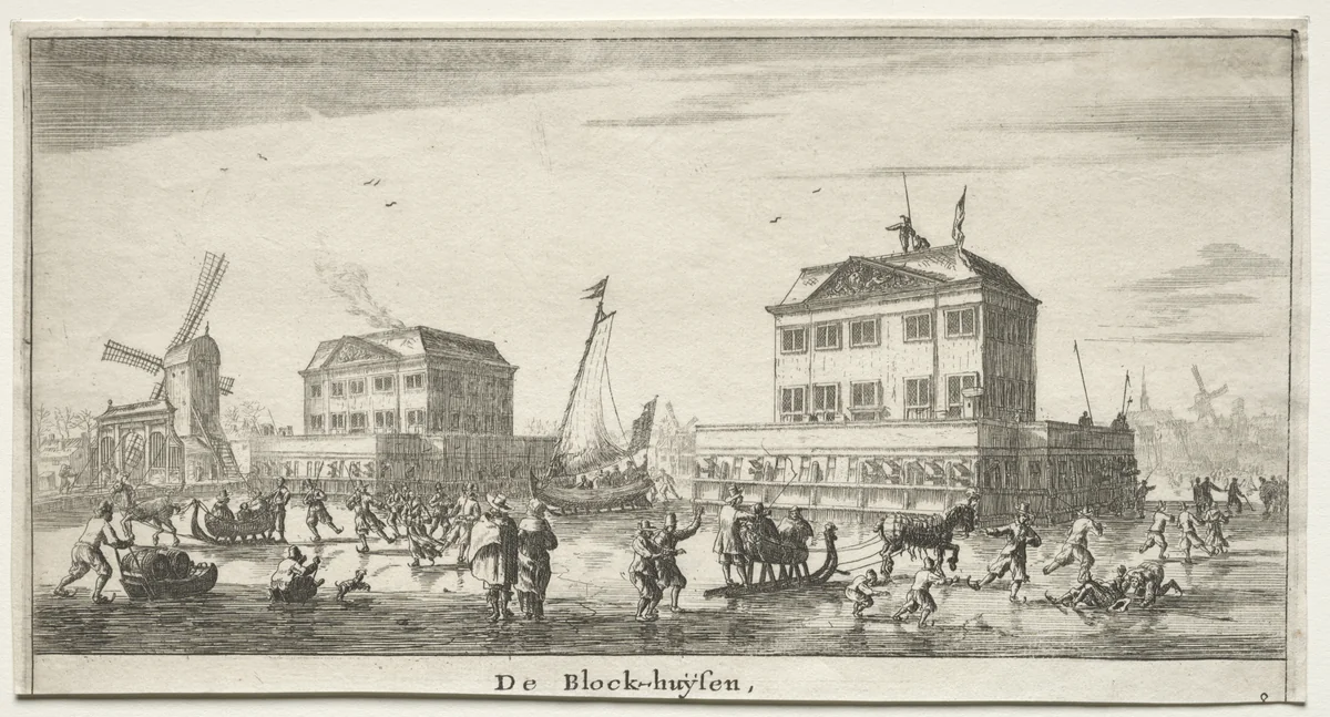 Various Ships and Views of Amsterdam (Verscheÿde Schepen en Gesichten van Amstelredam), Part III: De Block-huÿsen by Reinier Nooms, print