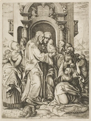 Jesus Christ Parting from the Virgin to go and Suffer Death by Daniel Hopfer, print, 1490-1536