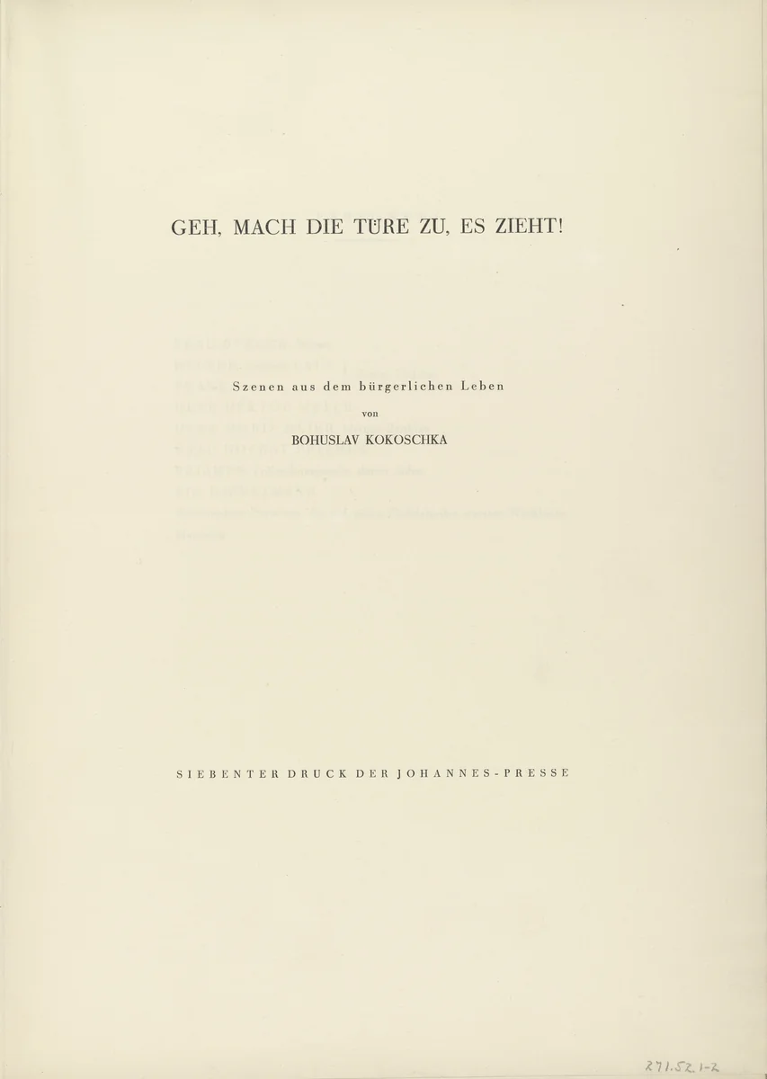 Geh, mach die Tür zu, es zieht! (Close the Door Will You, There Is a Draft!) by Oskar Kokoschka, illustrated book, 1926