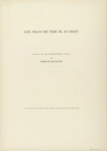 Geh, mach die Tür zu, es zieht! (Close the Door Will You, There Is a Draft!) by Oskar Kokoschka, illustrated book, 1926