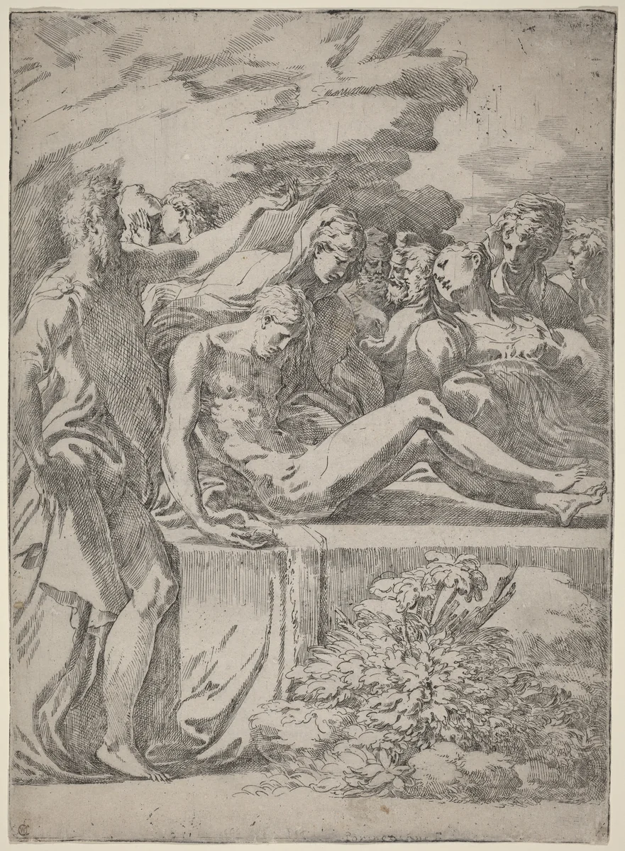 The Entombment by Parmigianino, print, 1530