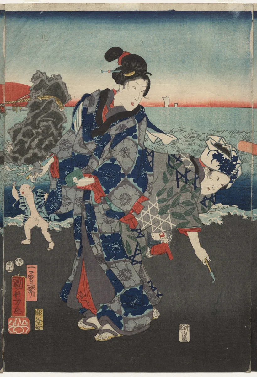 Splendid View at Futamigaura Bay by Utagawa Kuniyoshi (歌川國芳), print, 1854