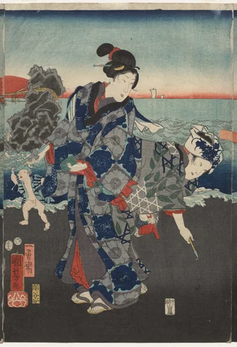 Splendid View at Futamigaura Bay by Utagawa Kuniyoshi (歌川國芳), print, 1854