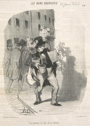 C'est demain la fête de sa femme by Honoré Daumier, print, 1846