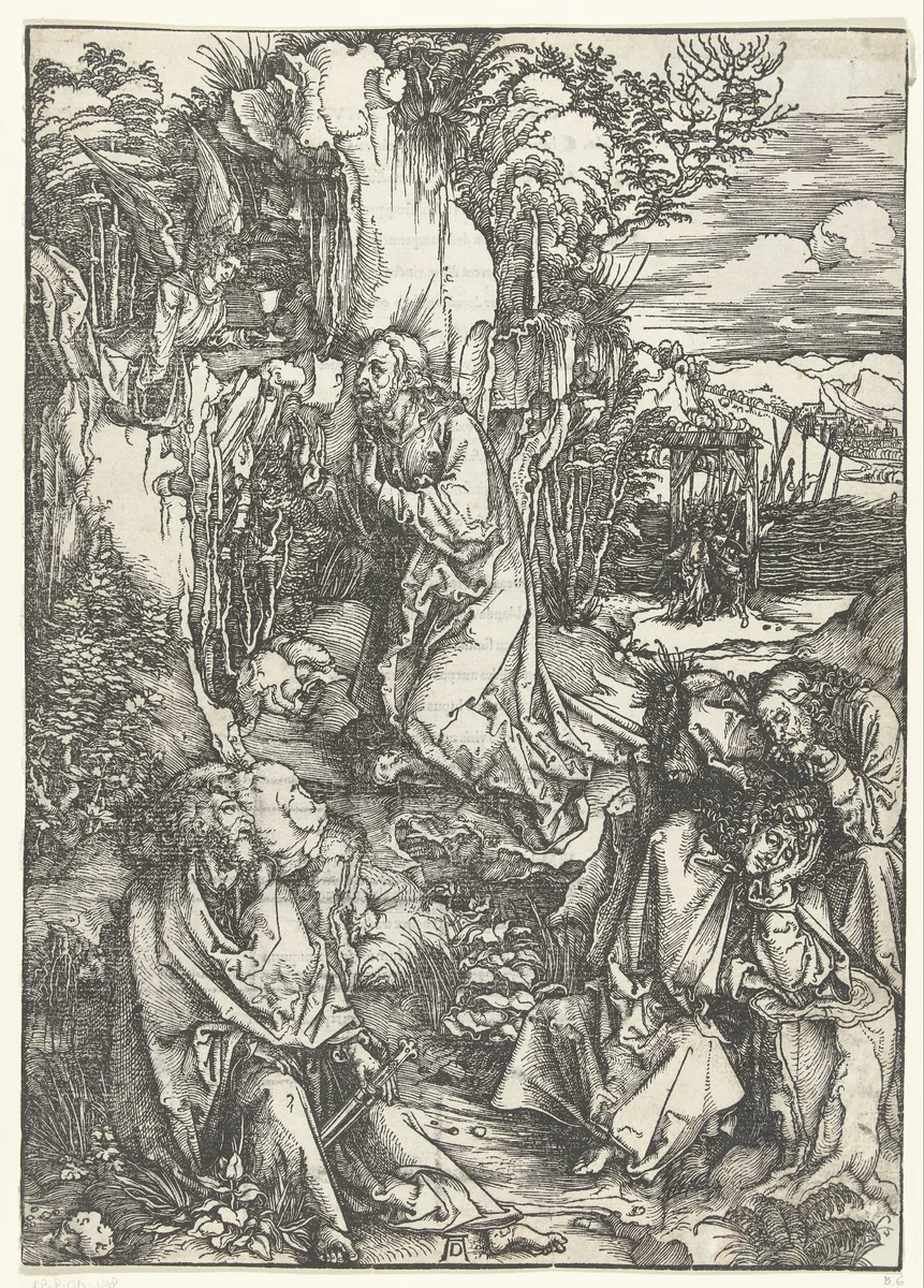 Christus op de Olijfberg by Unknown, print, 1496-1497