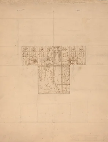 Nude and Fish with Flowers (Study for etched bathroom window) by Karel Vitezslav Masek, drawing, 1890-1910