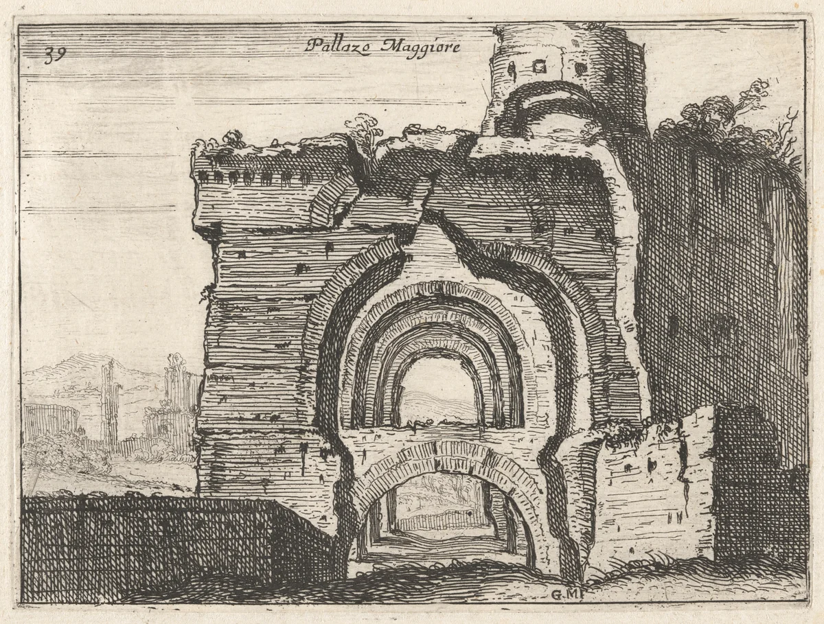 Palazzo Maggiore (Imperial Palace on the Palatine) by Giovanni Battista Mercati, print, 1629