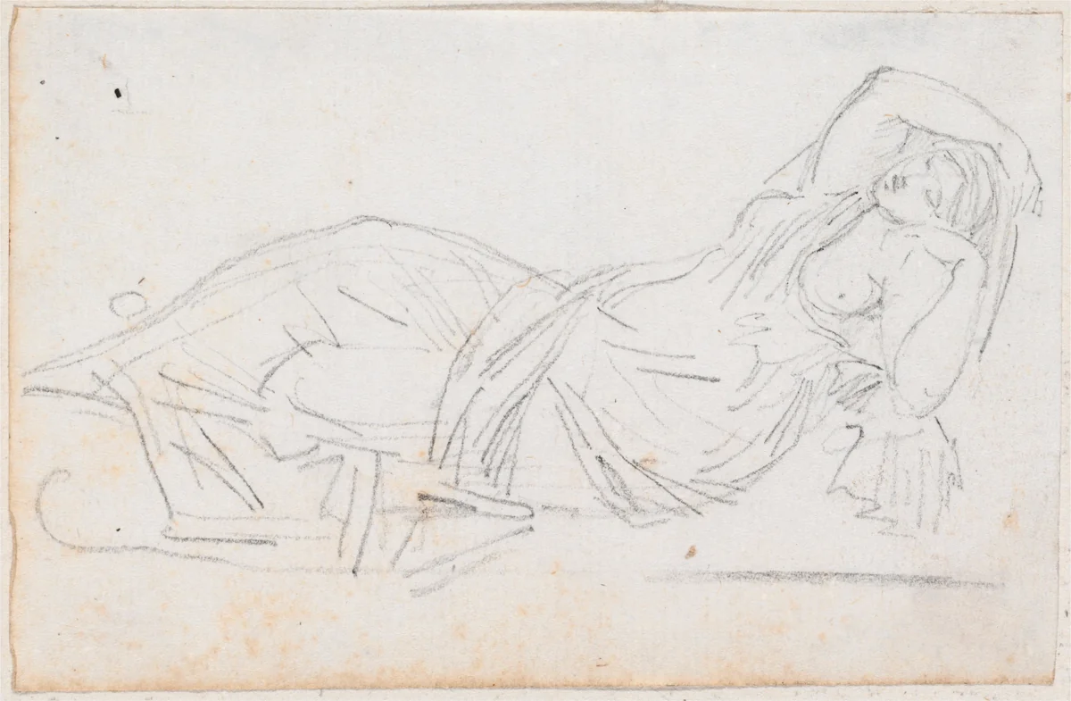 Statue of Cleopatra by Hubert Robert, drawing, 1754-1765