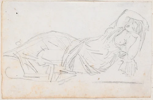 Statue of Cleopatra by Hubert Robert, drawing, 1754-1765