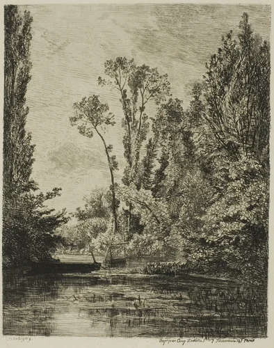 The Virgin Islands at Bezons (The Fishing Hole) by Charles-François Daubigny, print, 1850