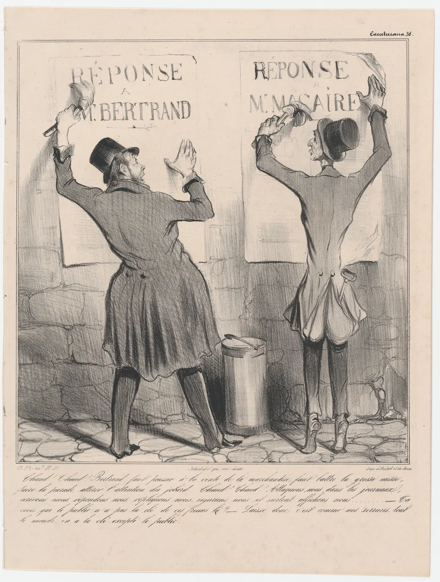Plate 38: Hot stuff! Hot stuff!, from 'Caricaturana,' published in Les Robert Macaires by Honoré Daumier, print, 1838