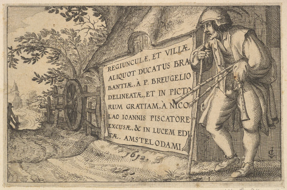 Titleplate to "Regiunculae et Villae Aliquot Ducatus Brabantiae" by Claes Jansz Visscher, print, 1605-1615