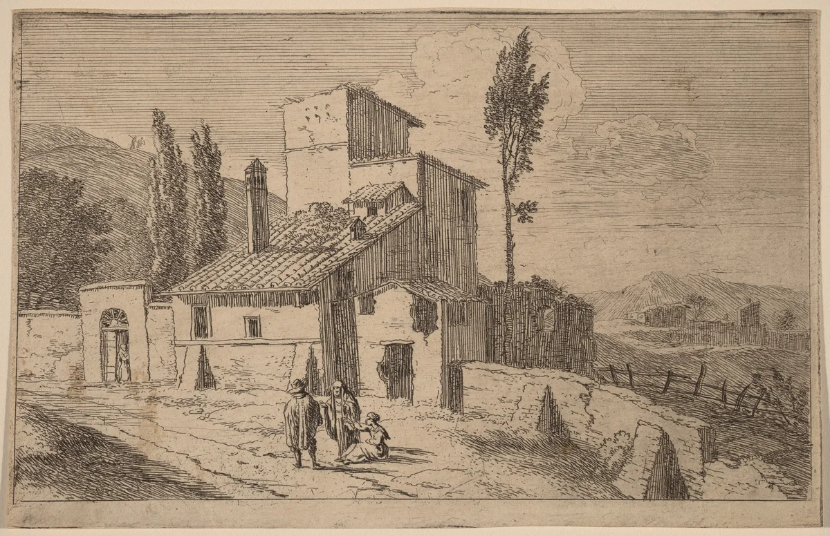 View of a Convent by Herman van Swanevelt, print, 1600-1655