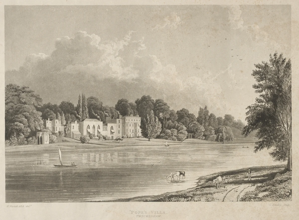 Pope's Villa, Twickenham by Charles Bentley, print, 1828