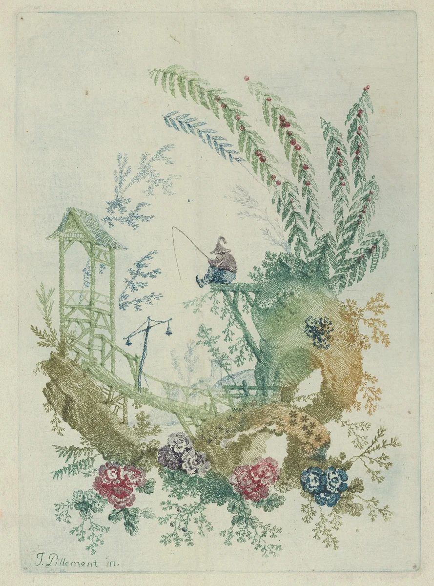 Chinoiserie, from "Nouvelle Suite de Cahiers de dessins chinois a l'usage des dessinateurs et des peintres" (Nr 1) by Jean Pillement, print, 1790-1799