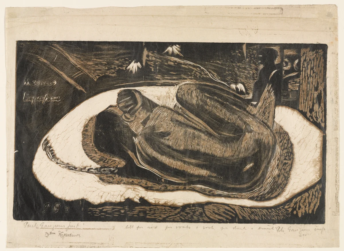 Manao tupapau (Watched by the Spirit of the Dead) from Noa Noa (Fragrant Scent) by Paul Gauguin, print, 1894