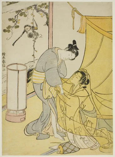 Lovers Parting at Dawn by Suzuki Harunobu (鈴木春信), print, 1762-1770