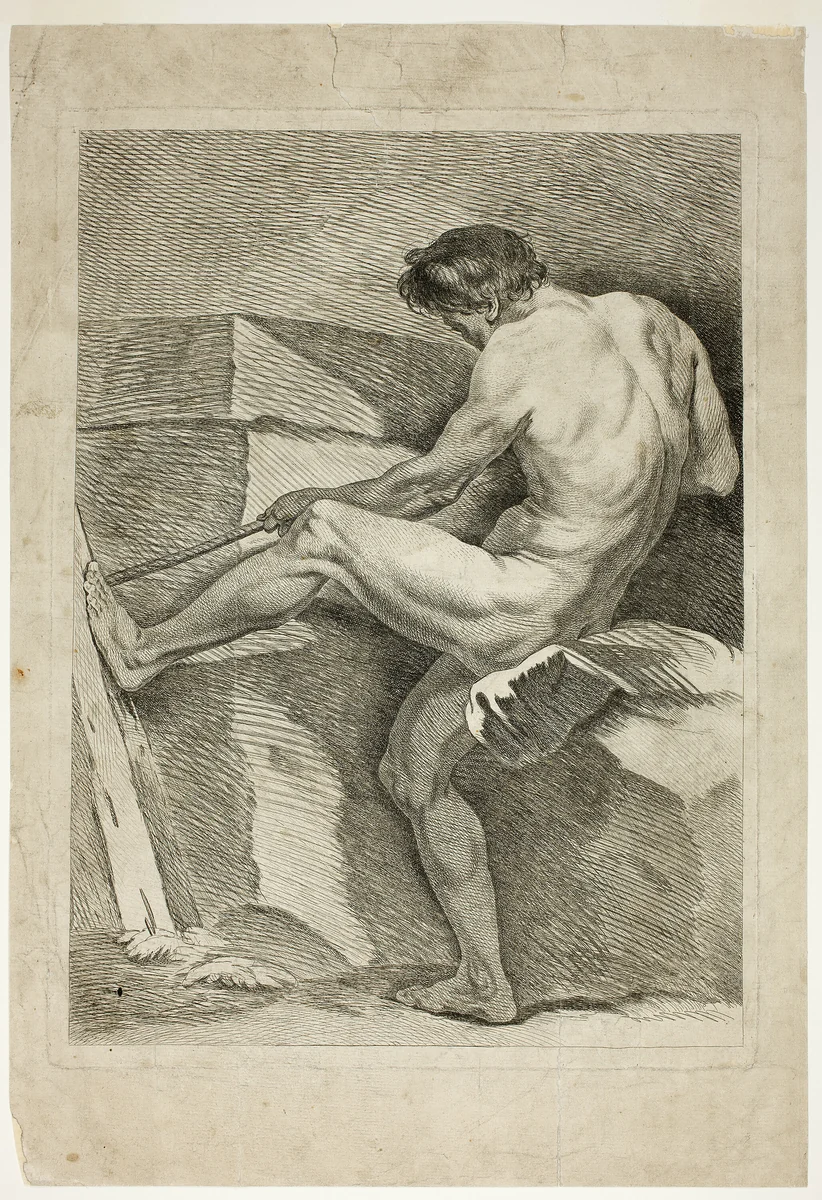 Figure, from Six Figures Académiques by Carle Vanloo, print, 1725-1765