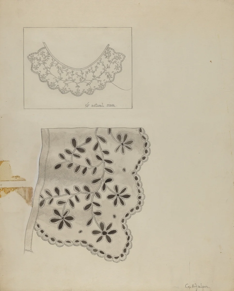 Embroidered Linen Collar by Grace Halpin, index of american design, 1935-1942