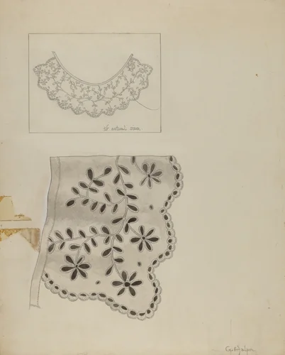 Embroidered Linen Collar by Grace Halpin, index of american design, 1935-1942