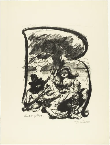Letter R (Buchstabe R) from the illustrated book in portfolio form The ABCs (Das ABC) by Lovis Corinth, print, 1916