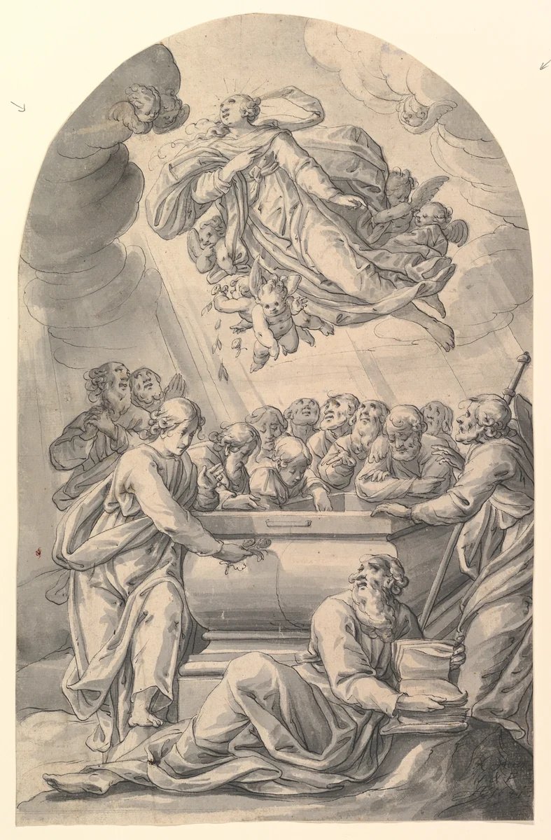 The Assumption of the Virgin by Johann Christophorus Storer, drawing, 1641