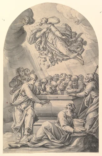 The Assumption of the Virgin by Johann Christophorus Storer, drawing, 1641