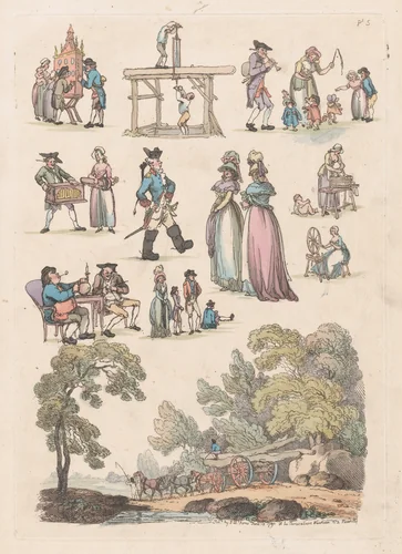 Plate 5, Outlines of Figures, Landscapes and Cattle...for the Use of Learners by Thomas Rowlandson, print, 1790