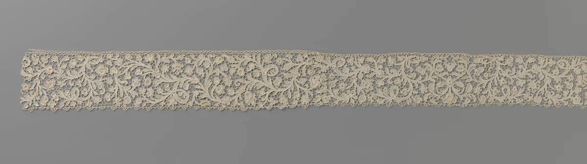 Strook naaldkant met gepluimde ranken by anonymous, other, 1875-1895