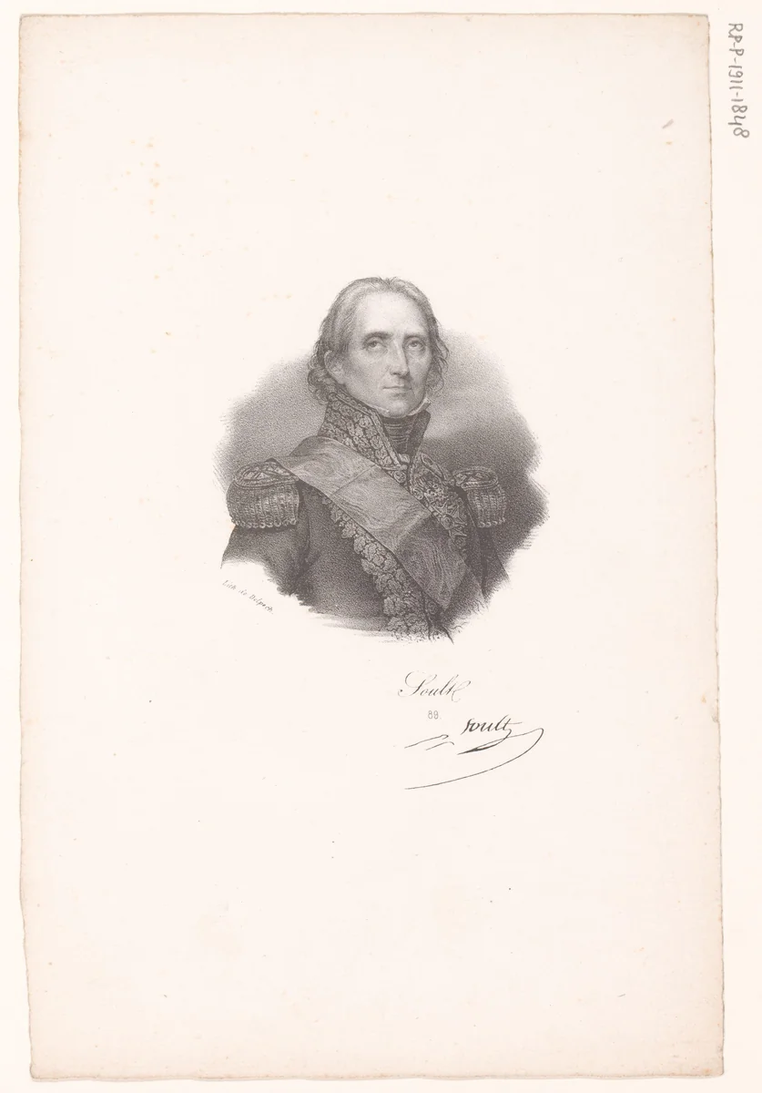 Portret van Nicolas Jean-de-Dieu Soult by anonymous, print, 1818-1842