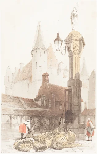 Fish Market, Antwerp by Thomas Shotter Boys, print, 1839