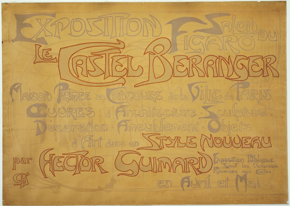Le Castel Béranger (Poster for an Exposition at Salon du Figaro, Paris) by Hector Guimard, design, 1900