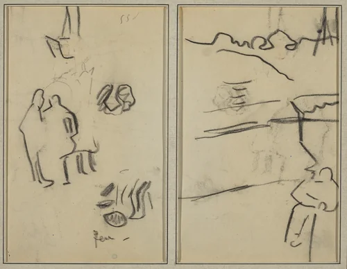 Group of Human Forms; A Man Seated [recto] by Paul Gauguin, drawing, 1884-1888