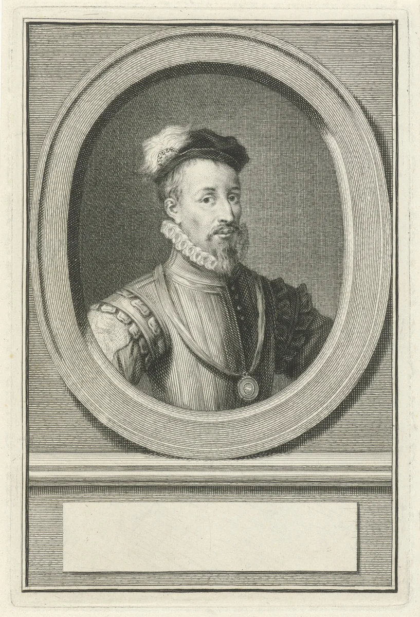 Portret van Robert Dudley, graaf van Leicester by Jacob Houbraken, print, 1747-1759